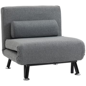 Chaise De Couchage, Chaise Pliante Avec Fonction Lit, Dossier Réglable, Gris Foncé