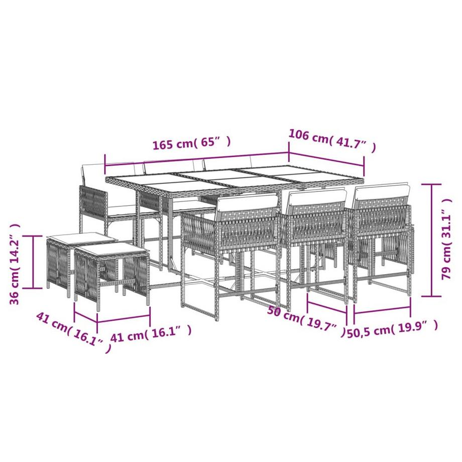 VidaXL Garten essgruppe poly-rattan  
