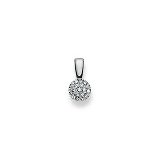 MUAU Schmuck  Pendentif or blanc 750 diamant 0,14ct. 12x6mm 