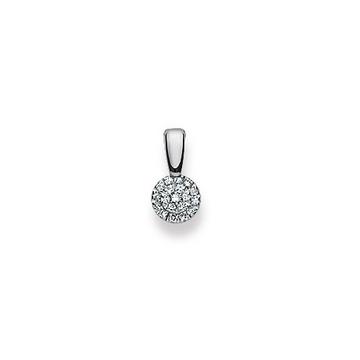 Pendentif or blanc 750 diamant 0,14ct. 12x6mm