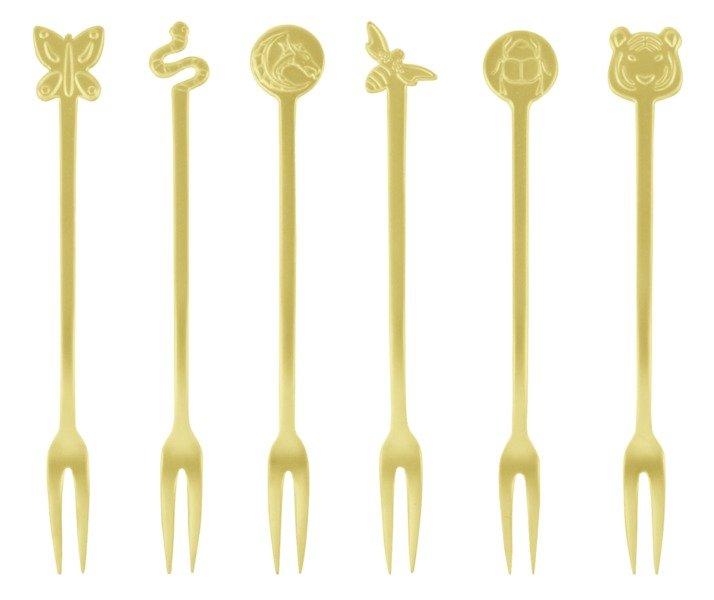 Image of Kuchengabeln Party Fashion Antique Gold 6 Stück Unisex