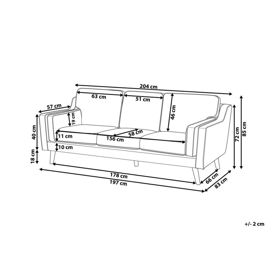 Beliani 3 Sitzer Sofa aus Samtstoff  LOKKA  