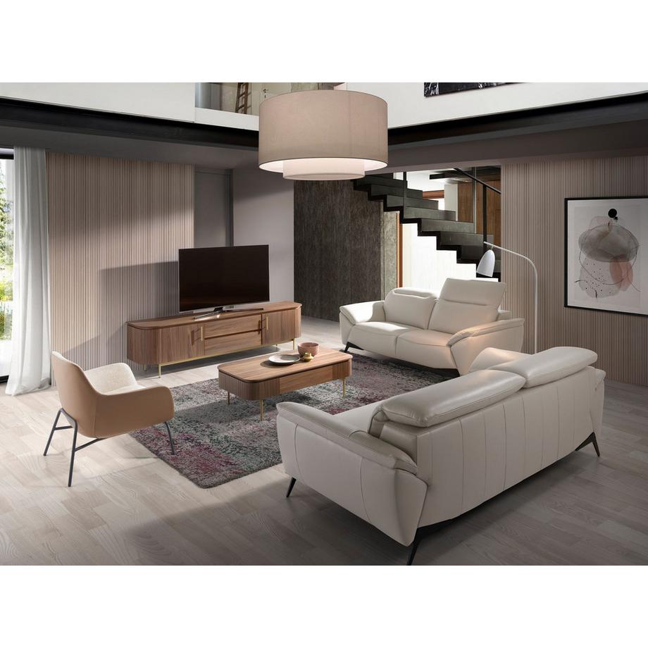 ANGEL CERDA Canapé 2 places en cuir taupe  