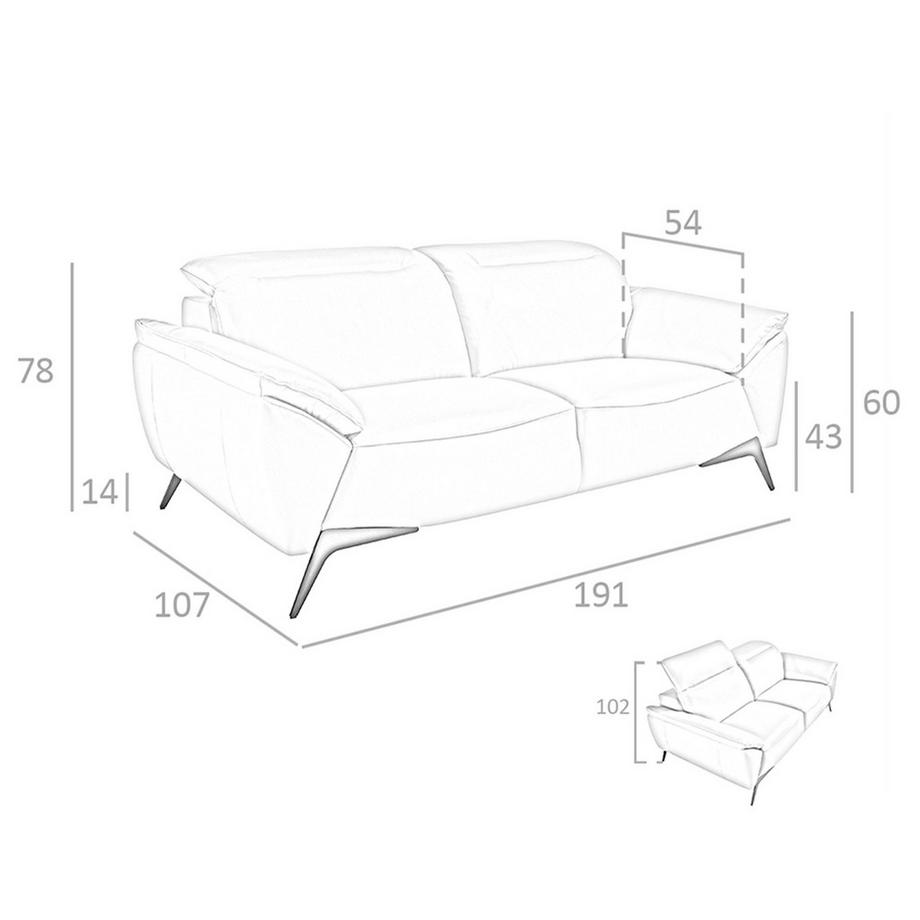 ANGEL CERDA Canapé 2 places en cuir taupe  