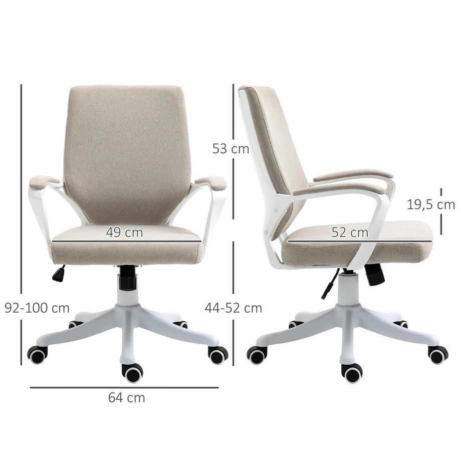 Northio Chaise De Bureau Chaise De Bureau Avec Fonction Berçante Dossier Réglable En Hauteur Épais Rembourré Ergonomique Roues Pivotantes À 360° 62X69X92-100 Cm  