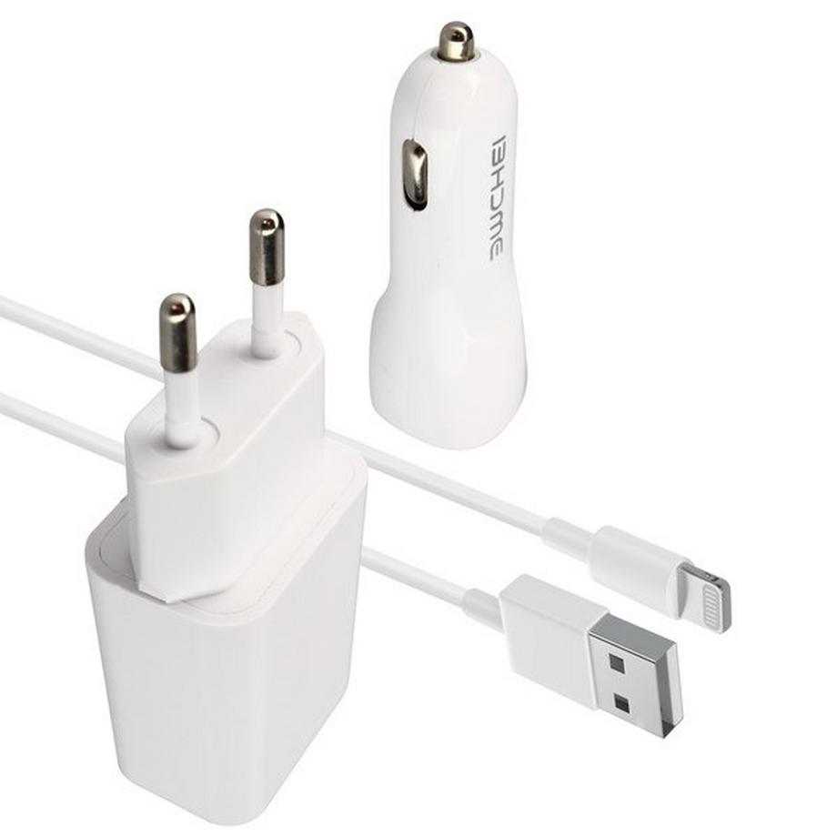 Avizar  Chargeur Secteur 2.1A/Voiture Lightning 