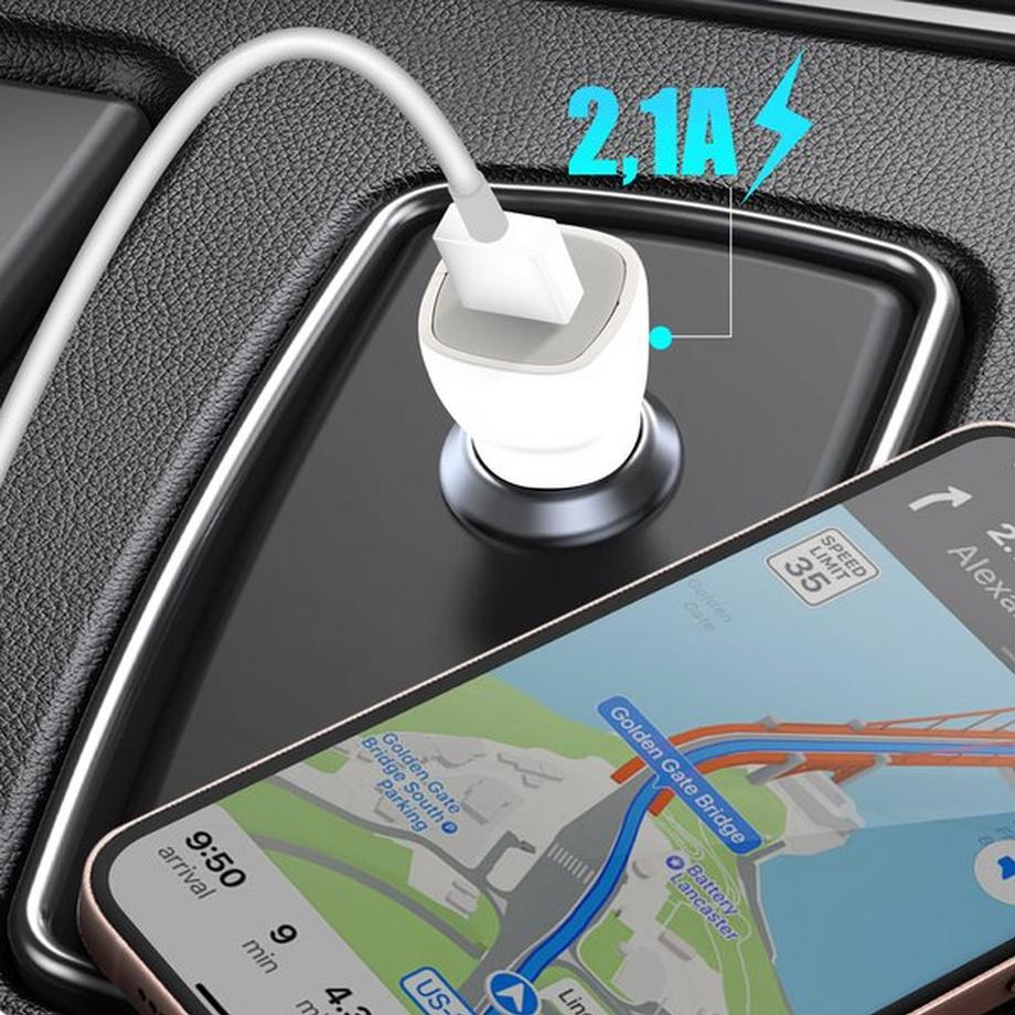 Avizar  Chargeur Secteur 2.1A/Voiture Lightning 