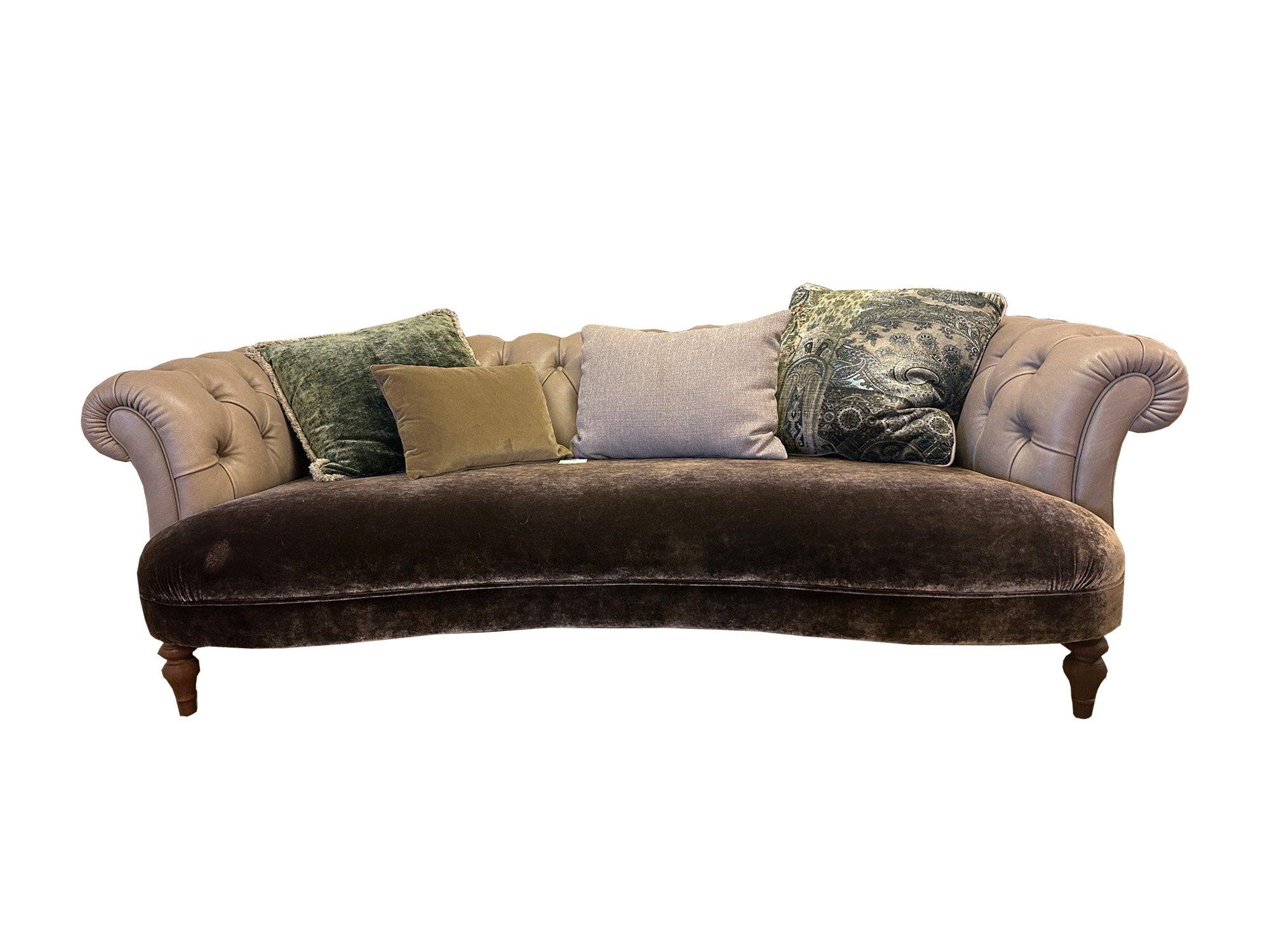 Image of Sofa Ludlow MidiLomond Velvet Sage mit Hunterleder Sofa Ludlow MidiLomond Velvet Sage mit Hunterleder