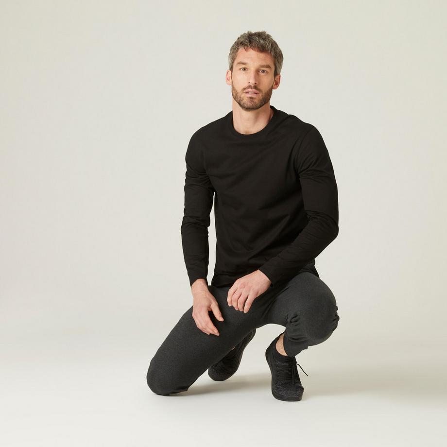 DOMYOS  T-shirt maniche lunghe uomo girocollo cotone 