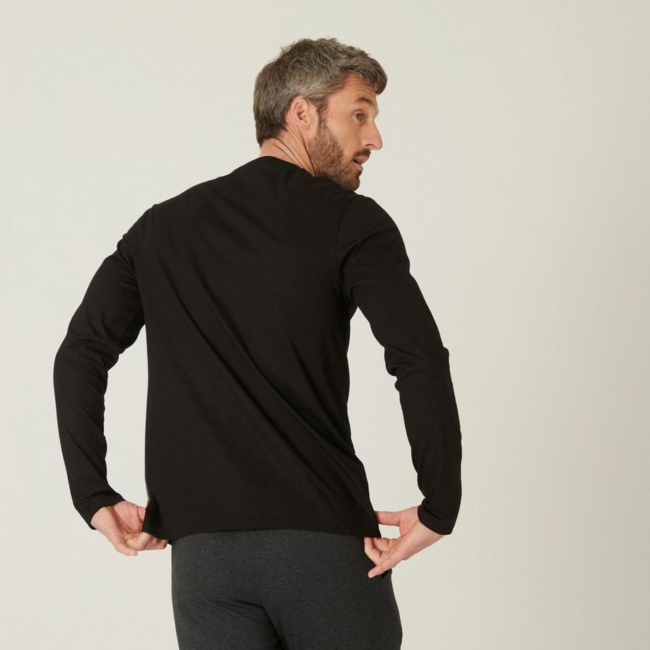DOMYOS  T-shirt maniche lunghe uomo girocollo cotone 
