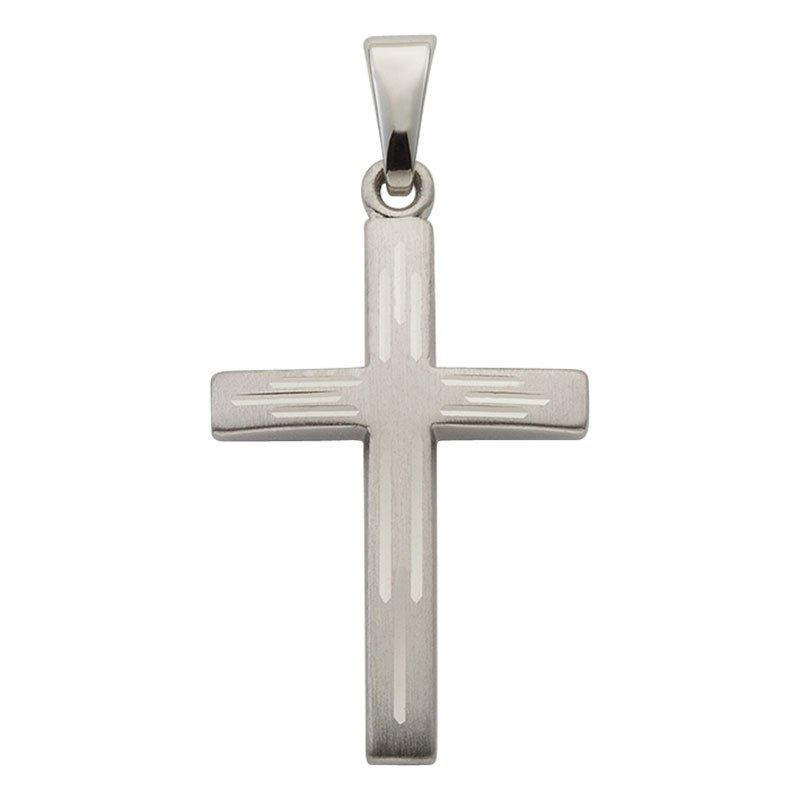 Image of Anhänger Kreuz Weissgold 750, 28x14mm Damen Silber ONE SIZE