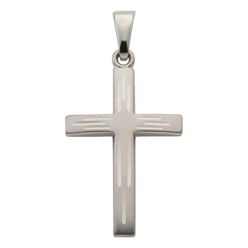 MUAU Schmuck  Anhänger Kreuz Weissgold 750, 28x14mm 