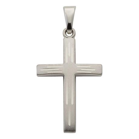 MUAU Schmuck  Pendentif croix en or blanc 750, 28x14mm 