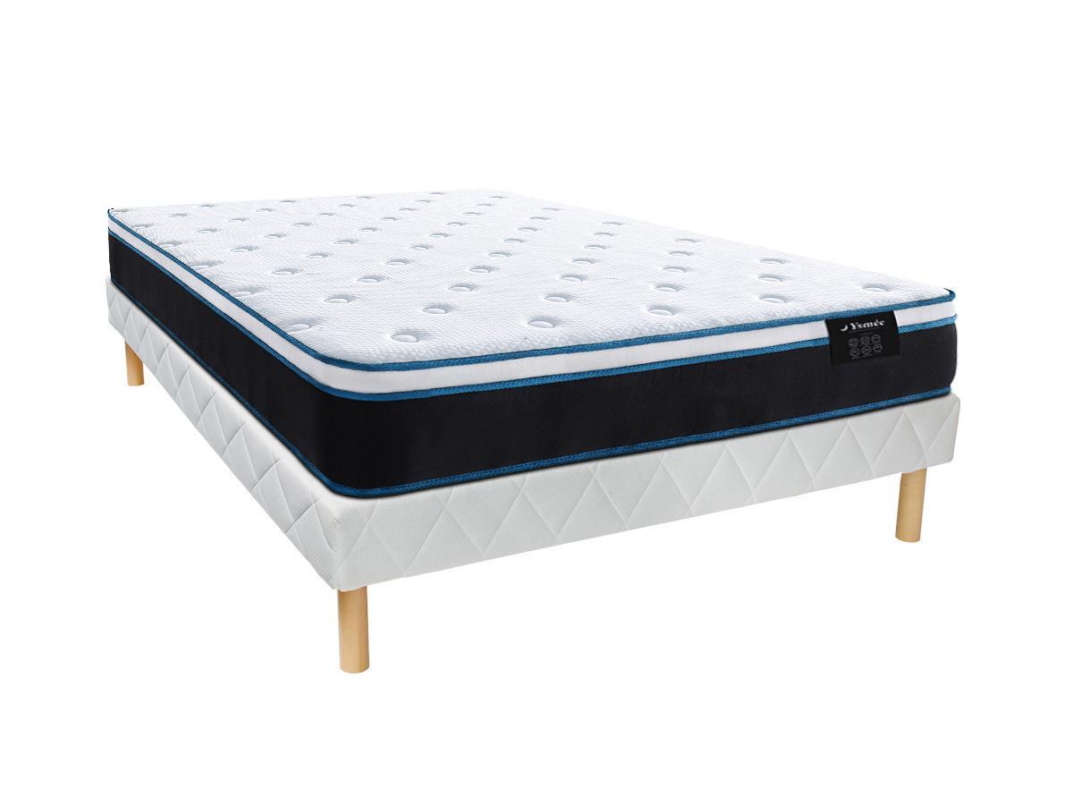 Image of Set aus Bettgestell + Matratze - 160 x 200 cm - Taschenfederkern & Memory Schaum - Stärke 25 cm - SETTIMO von YSMÉE Set aus Bettgestell + Matratze - 160 x 200 cm - Taschenfederkern & Memory Schaum - Stärke 25 cm - SETTIMO von YSMÉE