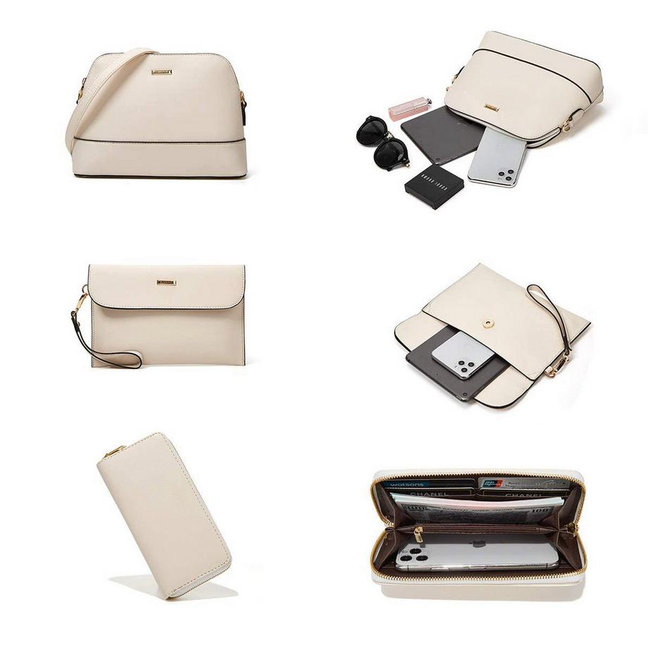 Only-bags.store  Ensemble de Sacs à Main 4 Pièces, Grand Fourre-Tout, Sac à Bandoulière, Sac à Main, Porte-Cartes 