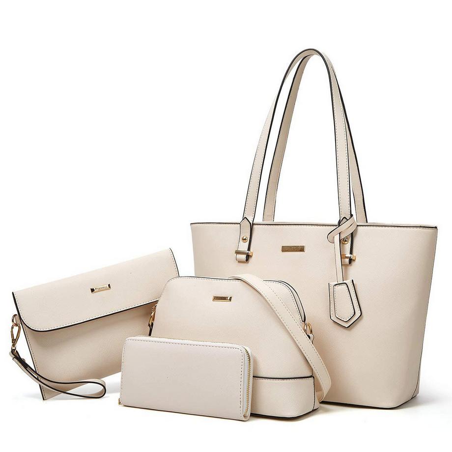 Ensemble de Sacs à Main 4 Pièces, Grand Fourre-Tout, Sac à Bandoulière, Sac à Main, Porte-Cartes