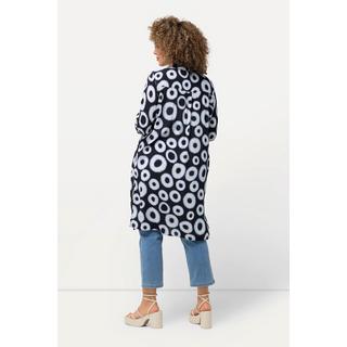 Ulla Popken  Chemisier long en tissu crêpe à motif cercles, col de chemise et manches longues et 