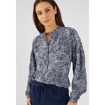 Fließende Bluse mit Blättermuster