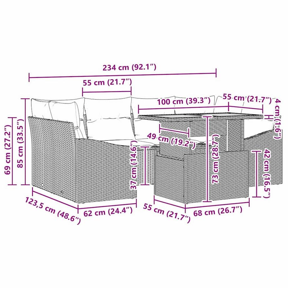 VidaXL Set di divani da esterno Polyrattan  