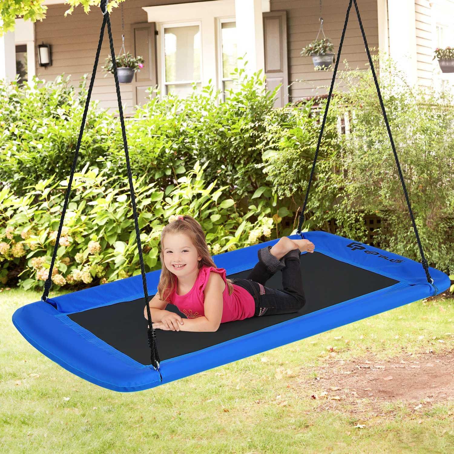 Northix Altalena per albero Altalena per bambini Altalena per albero per interni ed esterni con corde regolabili Blu  