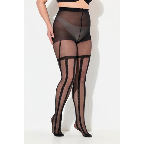 Ulla Popken  Collants, motif fleurs et rayures 