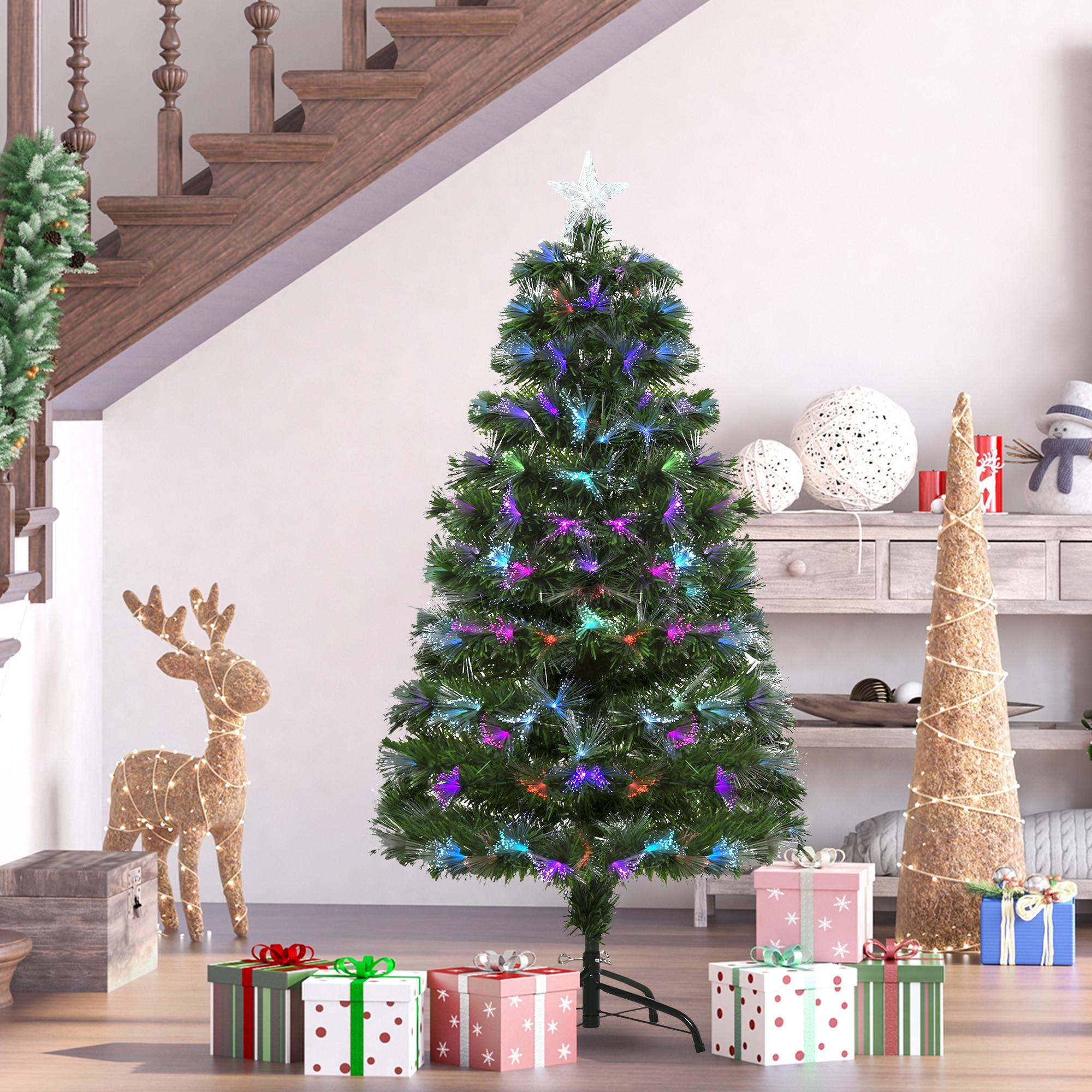 Northio Sapin De Noël 1,2 M Sapin Artificiel 130 Branches Socle Métal Pvc Effets Lumineux Multicolores Ø66 X 120H Cm  