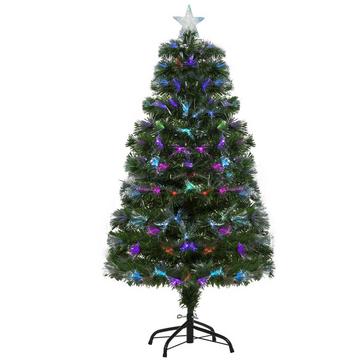 Sapin De Noël 1,2 M Sapin Artificiel 130 Branches Socle Métal Pvc Effets Lumineux Multicolores Ø66 X 120H Cm