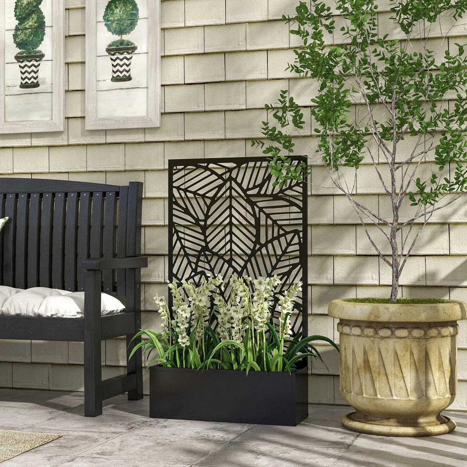 Northio Fioriera da letto rialzata, fioriera da parete, fioriera in metallo, traliccio da giardino 61 x 23 x 113 cm per giardino, balcone, terrazza, vaso da fiori per piante rampicanti, fiori Aosom  