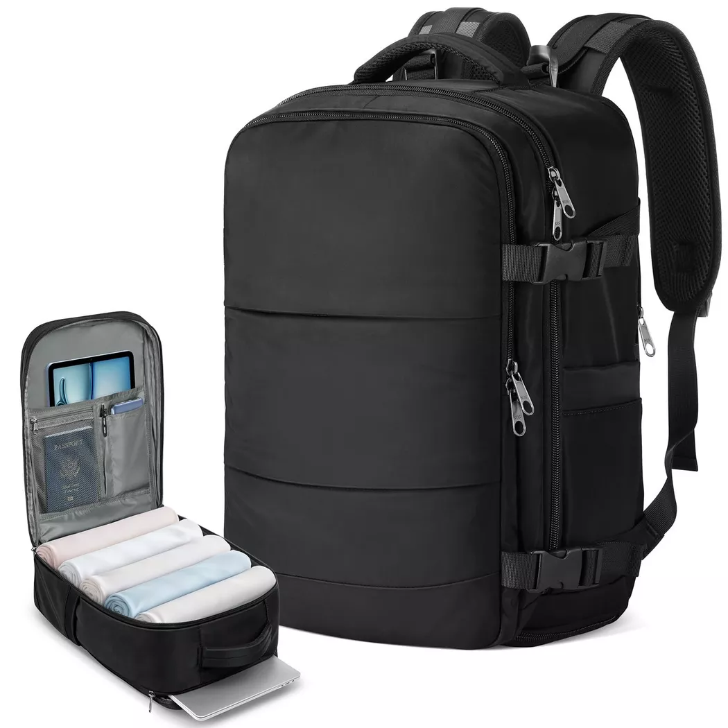 Only-bags.store - Handgepäck Rucksack Travel Backpack, für Damen, Schwarz, Größe Onesize