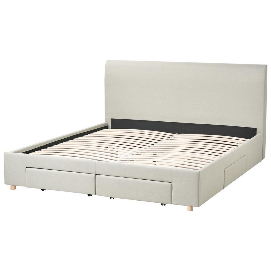 Beliani Lit avec tiroirs de rangement en Tissu  SOUTRIN  