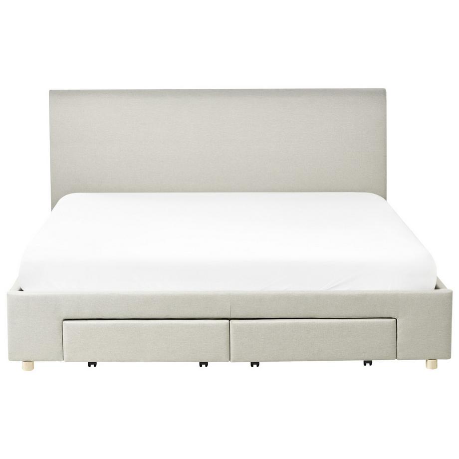 Beliani Lit avec tiroirs de rangement en Tissu  SOUTRIN  
