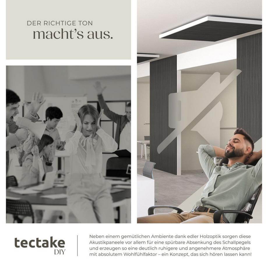 Tectake Akustikpaneele Sonic Wall je 60 x 120 x 2,1 cm, Größe flexibel anpassbar schallabsorbierender Filz  