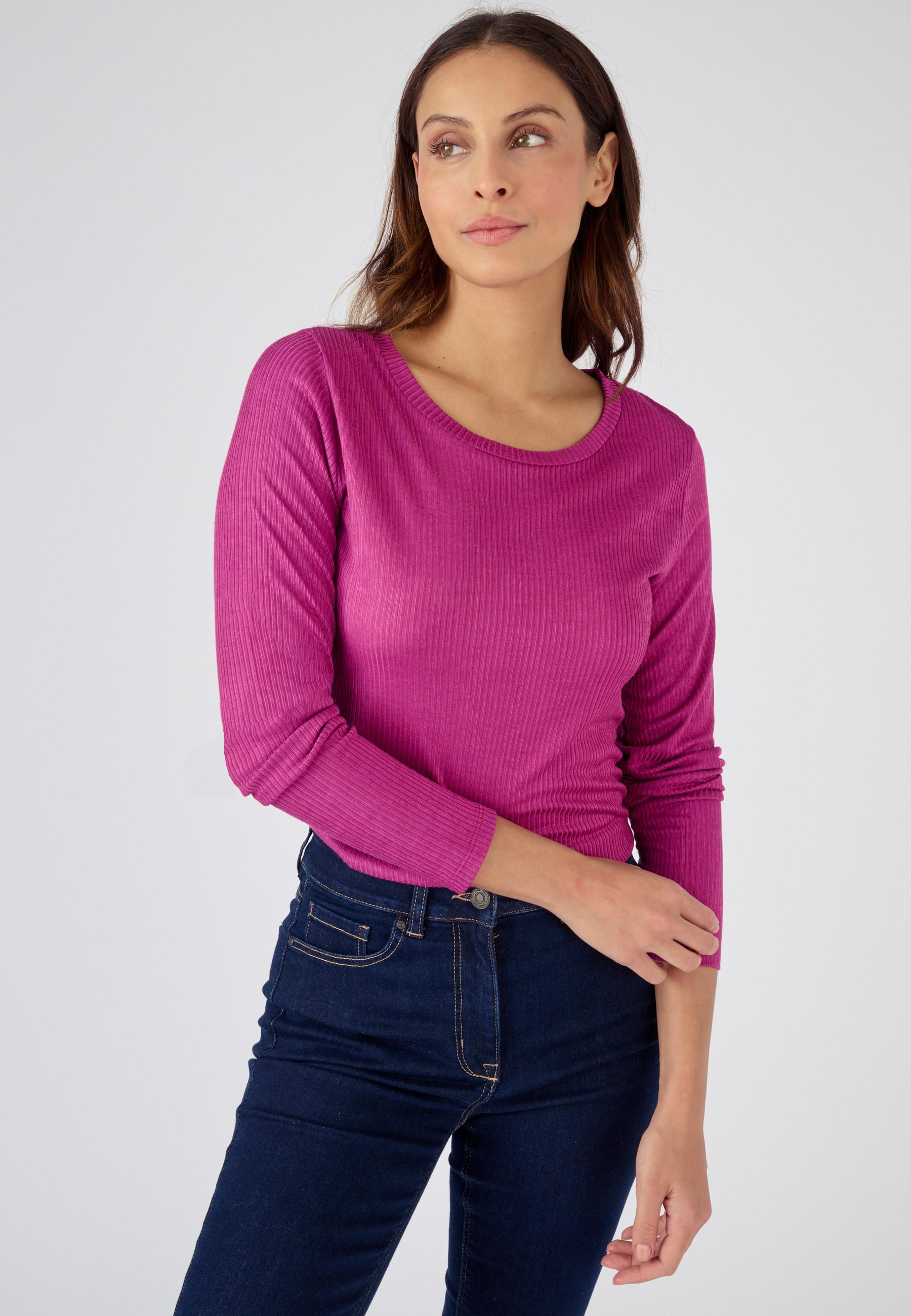 Image of Unterziehpullover Aus Thermolactyl-rippstrick Und Seide Mit Rundhalsausschnitt. Damen Rot 54/56