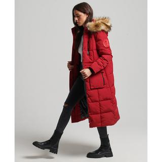 Superdry  lange daunenjacke mit kuntpelzbeatz für damen uperdry everet 