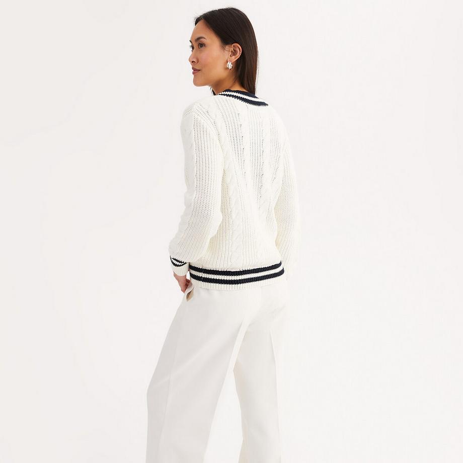 La Redoute Collections Pull col V en maille torsadée  