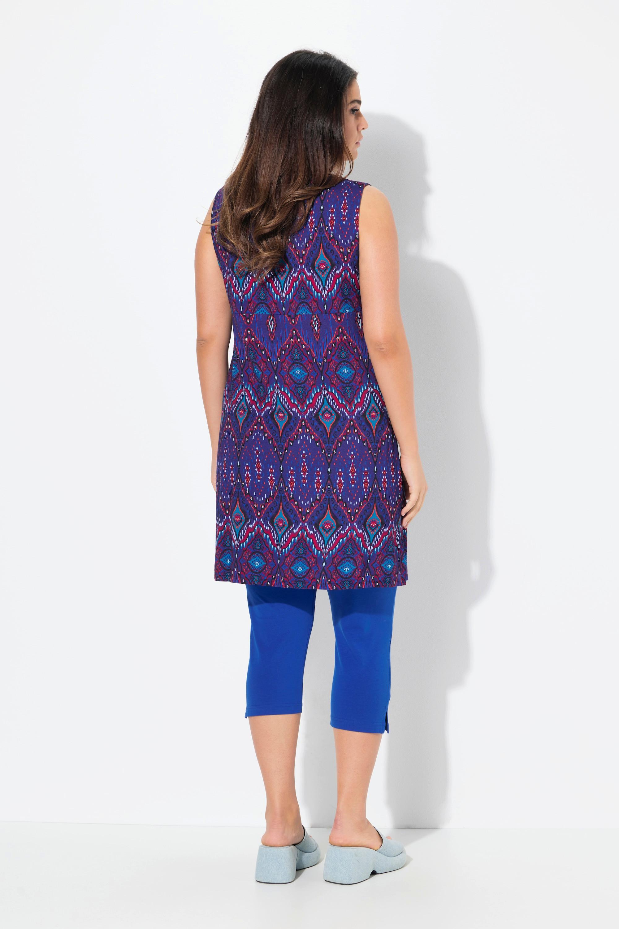 Ulla Popken Abito Mini Jersey Linea ad A Girocollo Senza Maniche con Tasche  