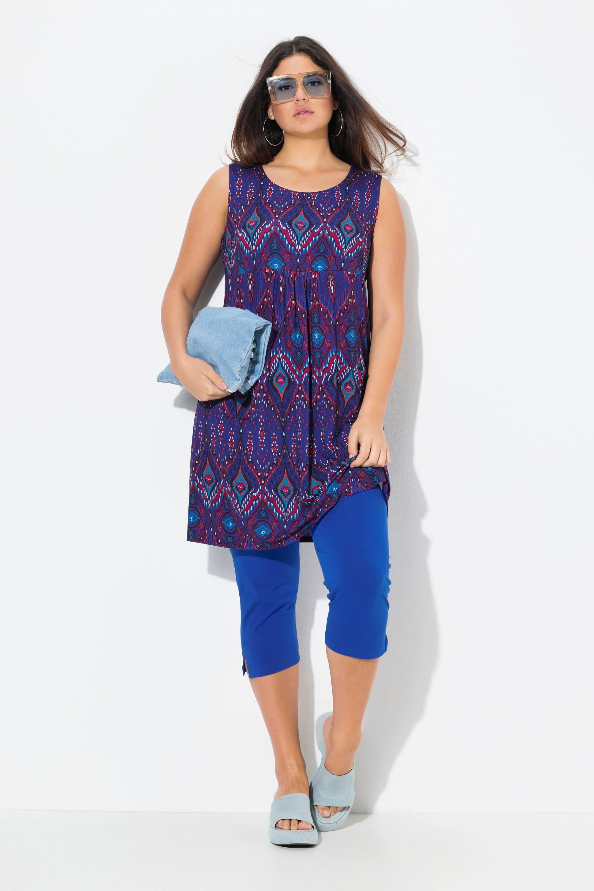 Ulla Popken Abito Mini Jersey Linea ad A Girocollo Senza Maniche con Tasche  