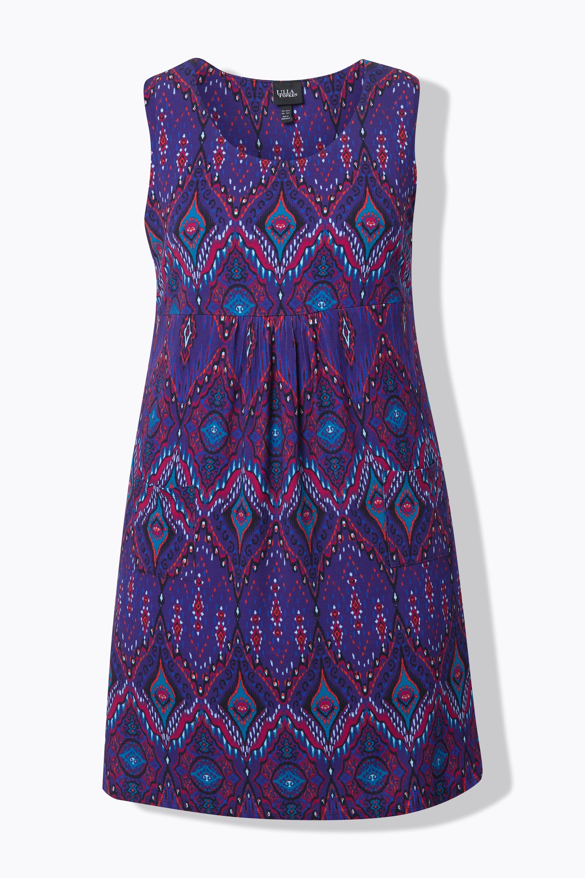 Ulla Popken Abito Mini Jersey Linea ad A Girocollo Senza Maniche con Tasche  