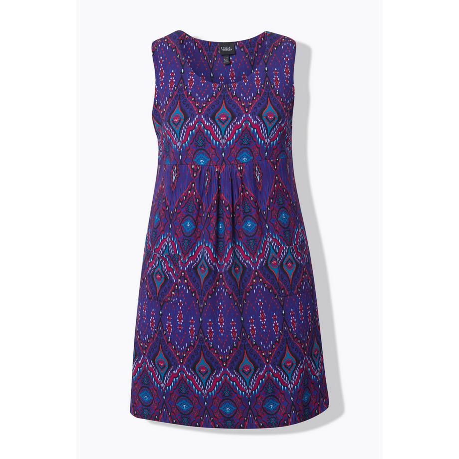 Ulla Popken Robe Mini Jersey Coupe Trapèze Col Rond Sans Manches avec Poches  