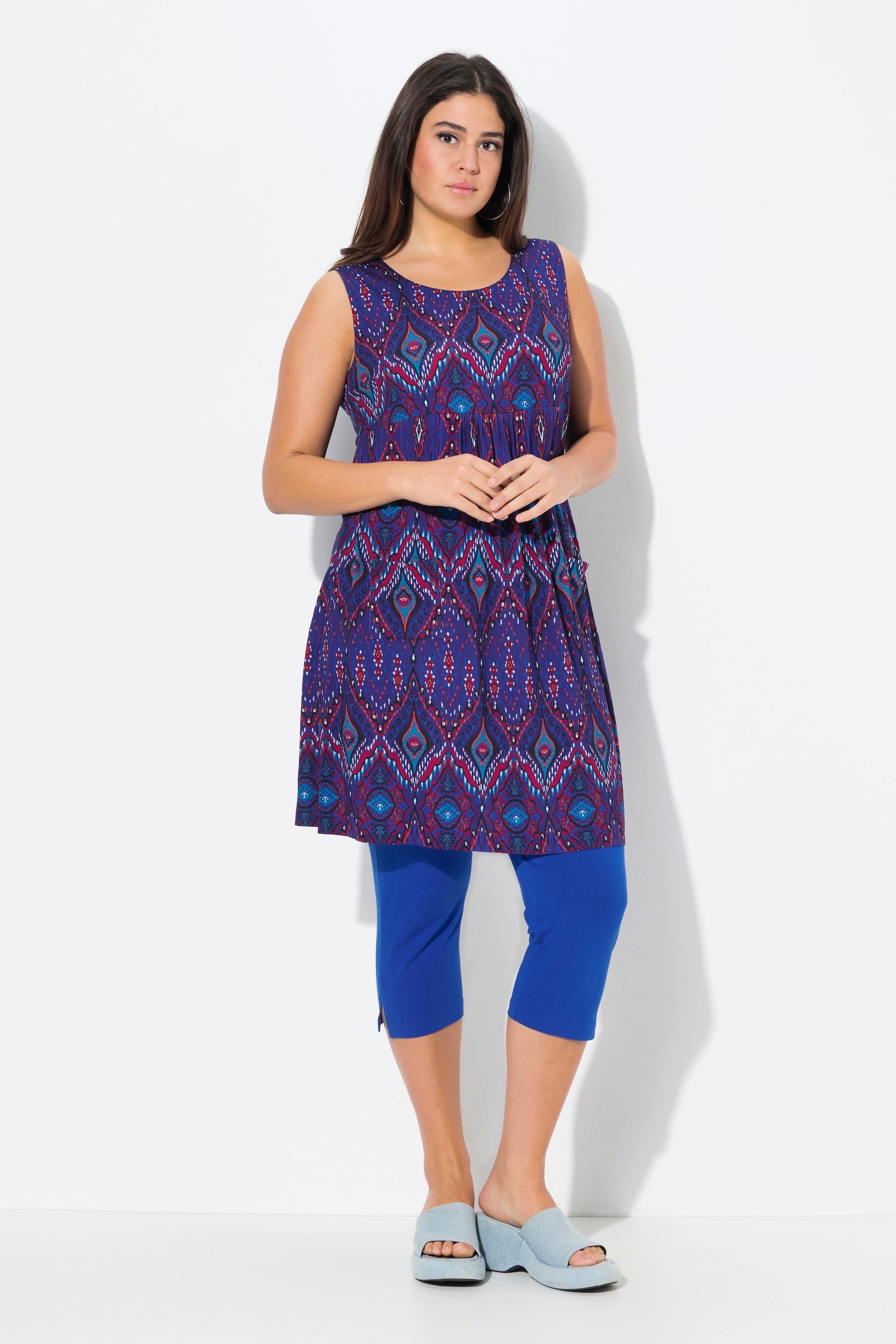 Ulla Popken Abito Mini Jersey Linea ad A Girocollo Senza Maniche con Tasche  