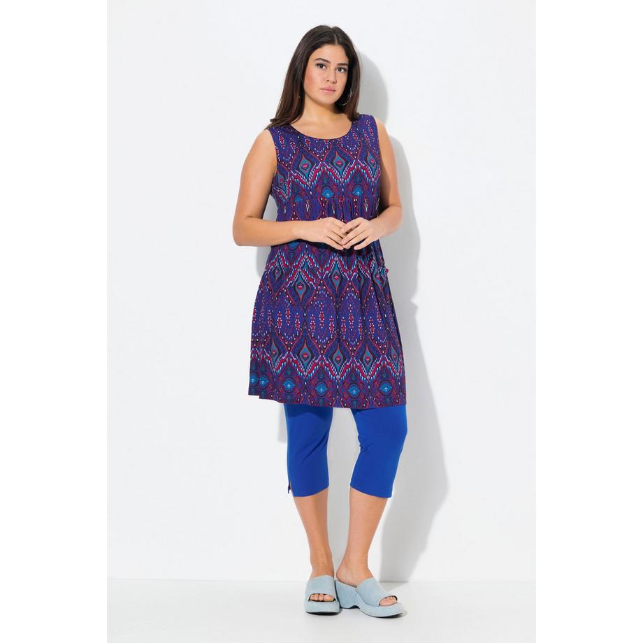 Ulla Popken Robe Mini Jersey Coupe Trapèze Col Rond Sans Manches avec Poches  