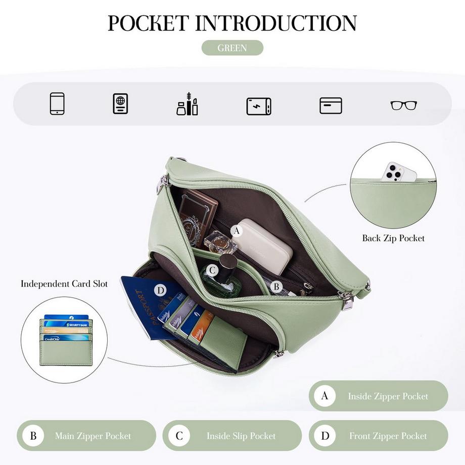 Only-bags.store Vegane Leder Umhängetasche mit RFID Blocker Kartenfach  