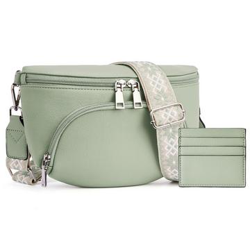 Umhängetaschen, Umhängetasche Vegan Leder Umhängetasche , RFID Blocking Card Slot Brusttasche mit verstellbaren abnehmbaren breiten Riemen