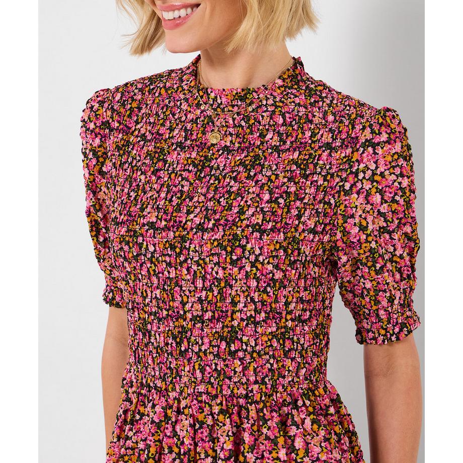 Joe Browns Kleid mit gesmokter Korsage und Blumenmuster  