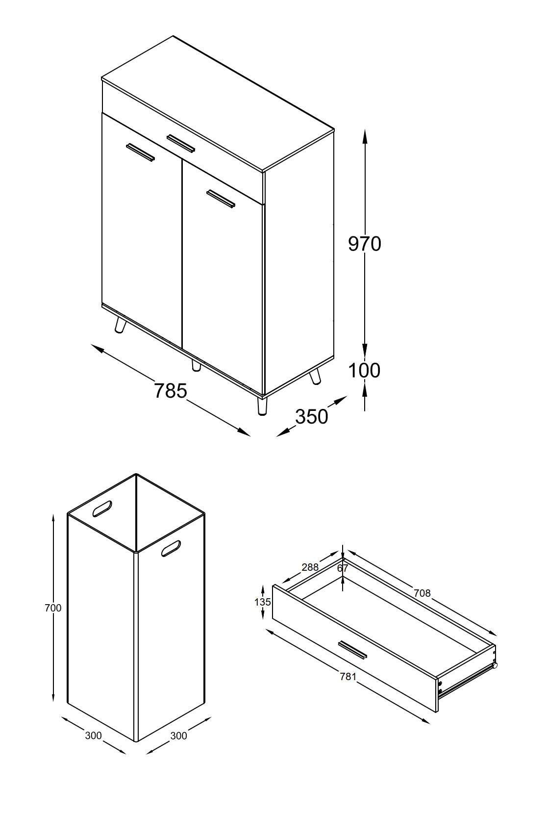 VCM Tissu, armoire à linge, coffre à linge, boîte à linge, panier à linge, boîte en tissu, linge, Landos, M  