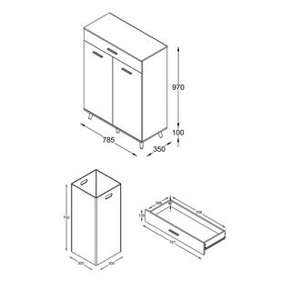 VCM Holz Wäscheschrank | Wäschetruhe | Wäschebox | Wäschekorb | Maße ca. H. 97 x B 79 x T. 35 cm - Landos M  