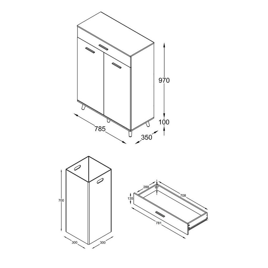 VCM Tissu, armoire à linge, coffre à linge, boîte à linge, panier à linge, boîte en tissu, linge, Landos, M  