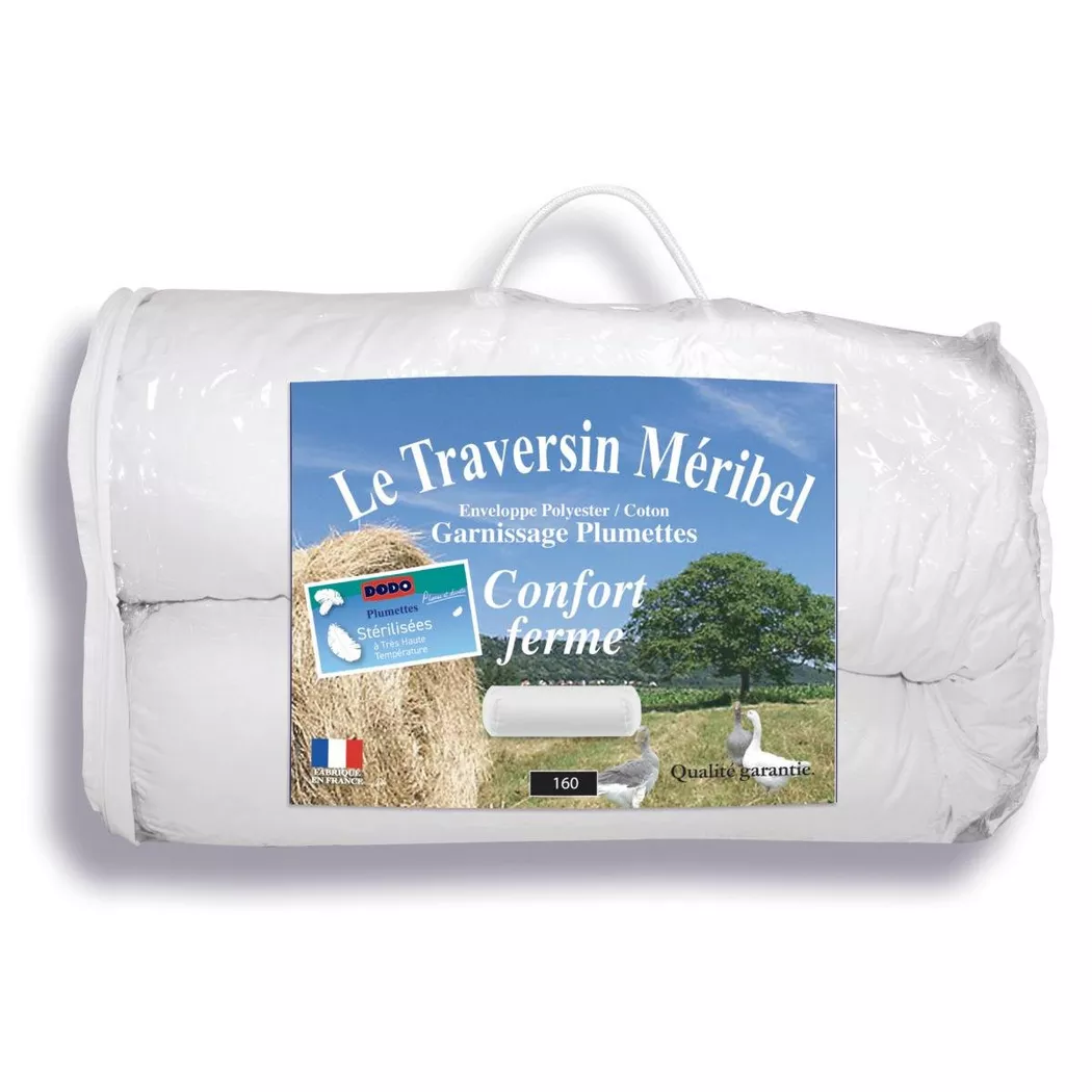 Traversin DODO naturel ferme à plumes - L.160 x P.23 cm - MERIBEL