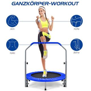 Northix  Mini trampolino trampolino fitness pieghevole Ø101 cm con maniglia regolabile in altezza blu + nero 