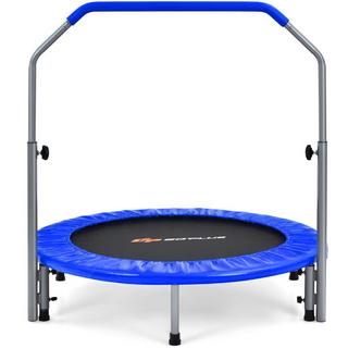 Northix  Mini trampolino trampolino fitness pieghevole Ø101 cm con maniglia regolabile in altezza blu + nero 
